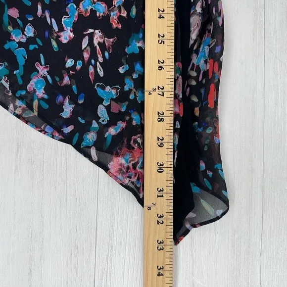 IRO Blink Skirt Floral Black Elastic Waist Tiered High Low Ruffled Size S EU 36