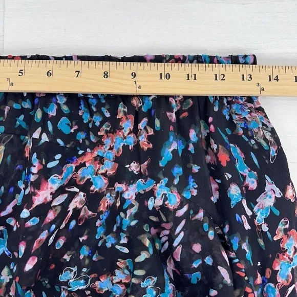 IRO Blink Skirt Floral Black Elastic Waist Tiered High Low Ruffled Size S EU 36