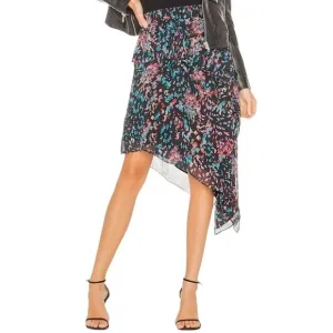 IRO Blink Skirt Floral Black Elastic Waist Tiered High Low Ruffled Size S EU 36