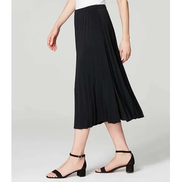 J.Jill Black Wearever Sunburst Pleated Midi Skirt