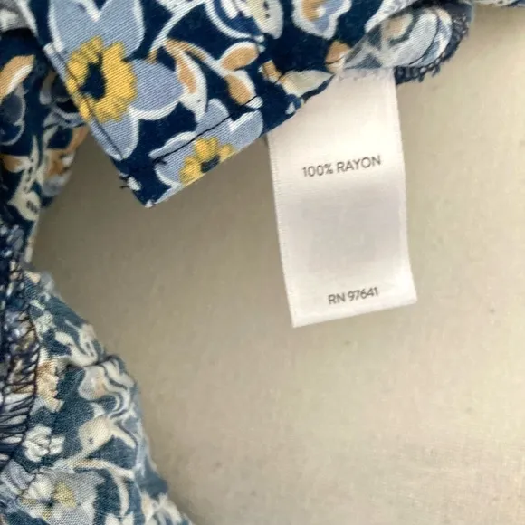 J.Jill Ruffled Hem Blue Floral Sleeveless Button Down Front Shirtdress Size M