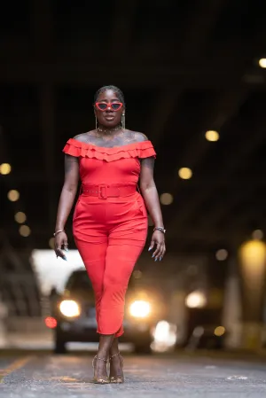 Lady In Red Jumpsuit