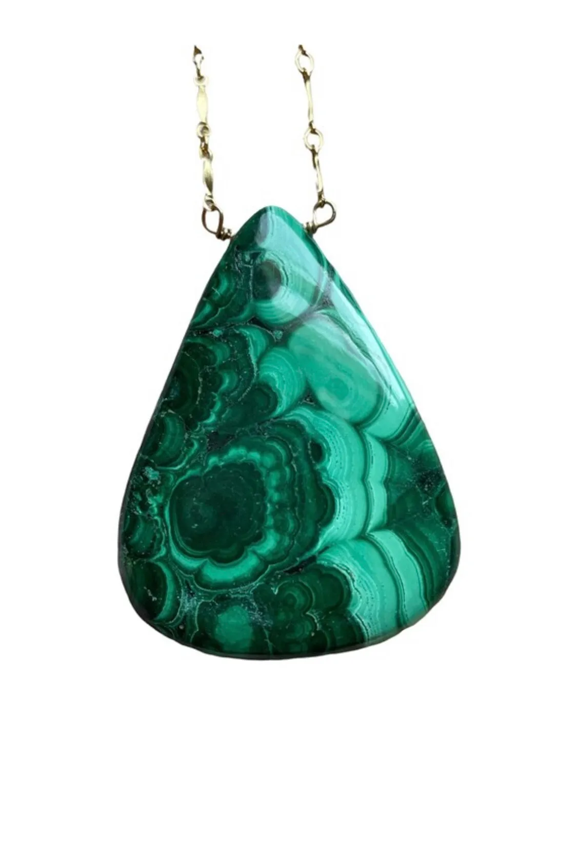 Large Malachite Statement Necklace on Gold