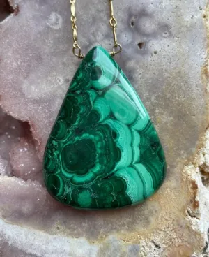 Large Malachite Statement Necklace on Gold