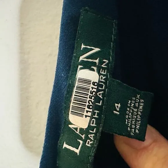 LAUREN RALPH LAUREN Teal Ruffled One shoulder V-Neckline Midi Dress Size 14