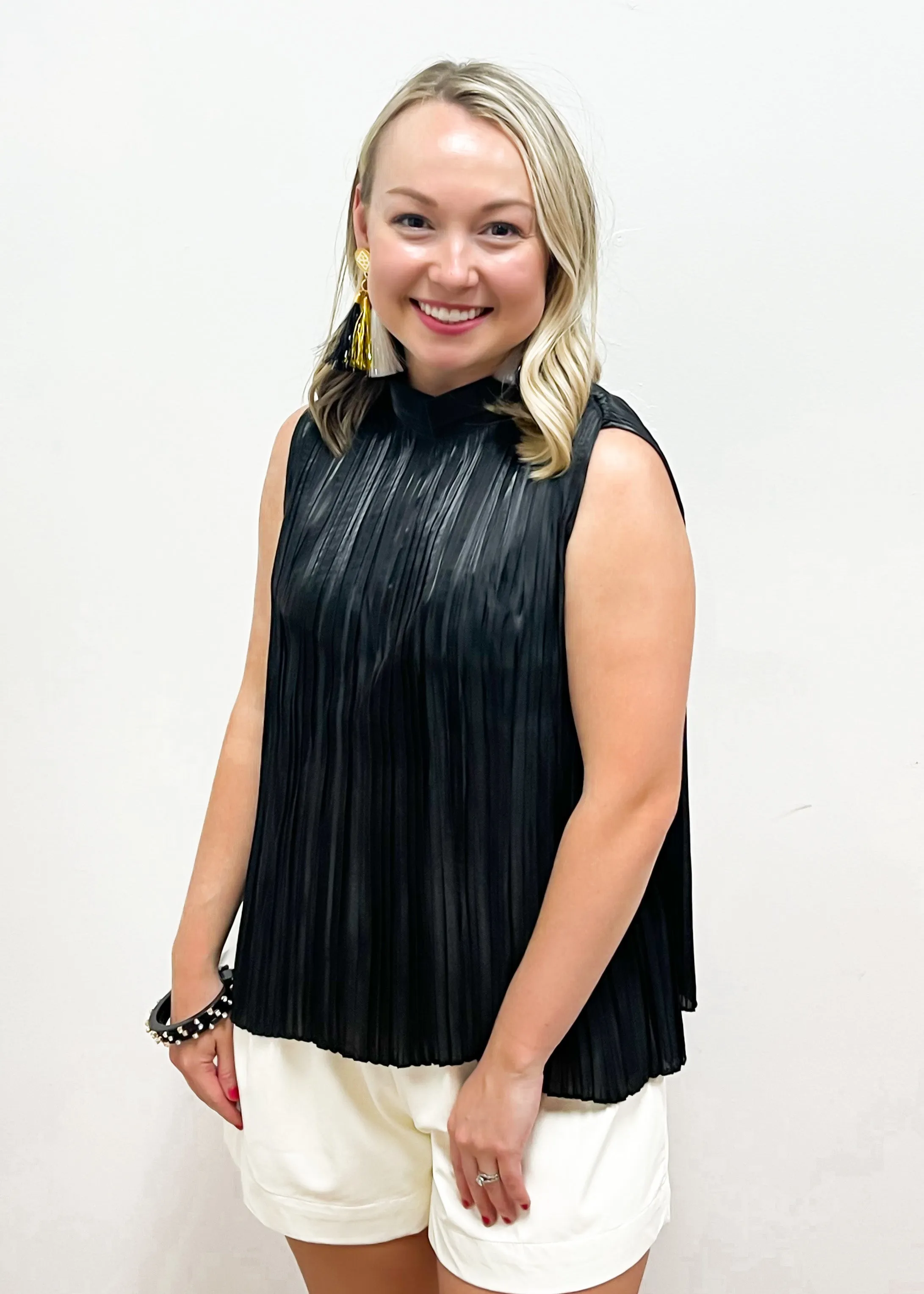 LBLOX Pleated Sleeveless Top - Black