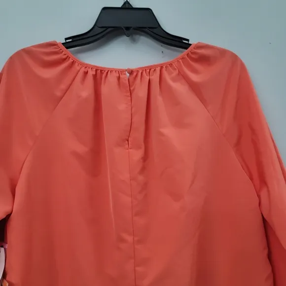 LDT Rachel Jewel Neck 3/4 Sleeve Ruffled Poof Waistless Dress