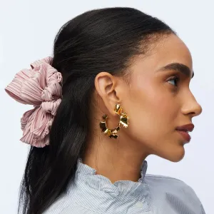 Lele Sadoughi Gold Scallop Ruffle Edged Hoop Earrings