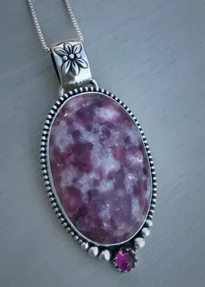Lepidolite & Rhodolite Garnet Pendant