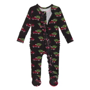 Levi - Footie Ruffled Zippered One Piece