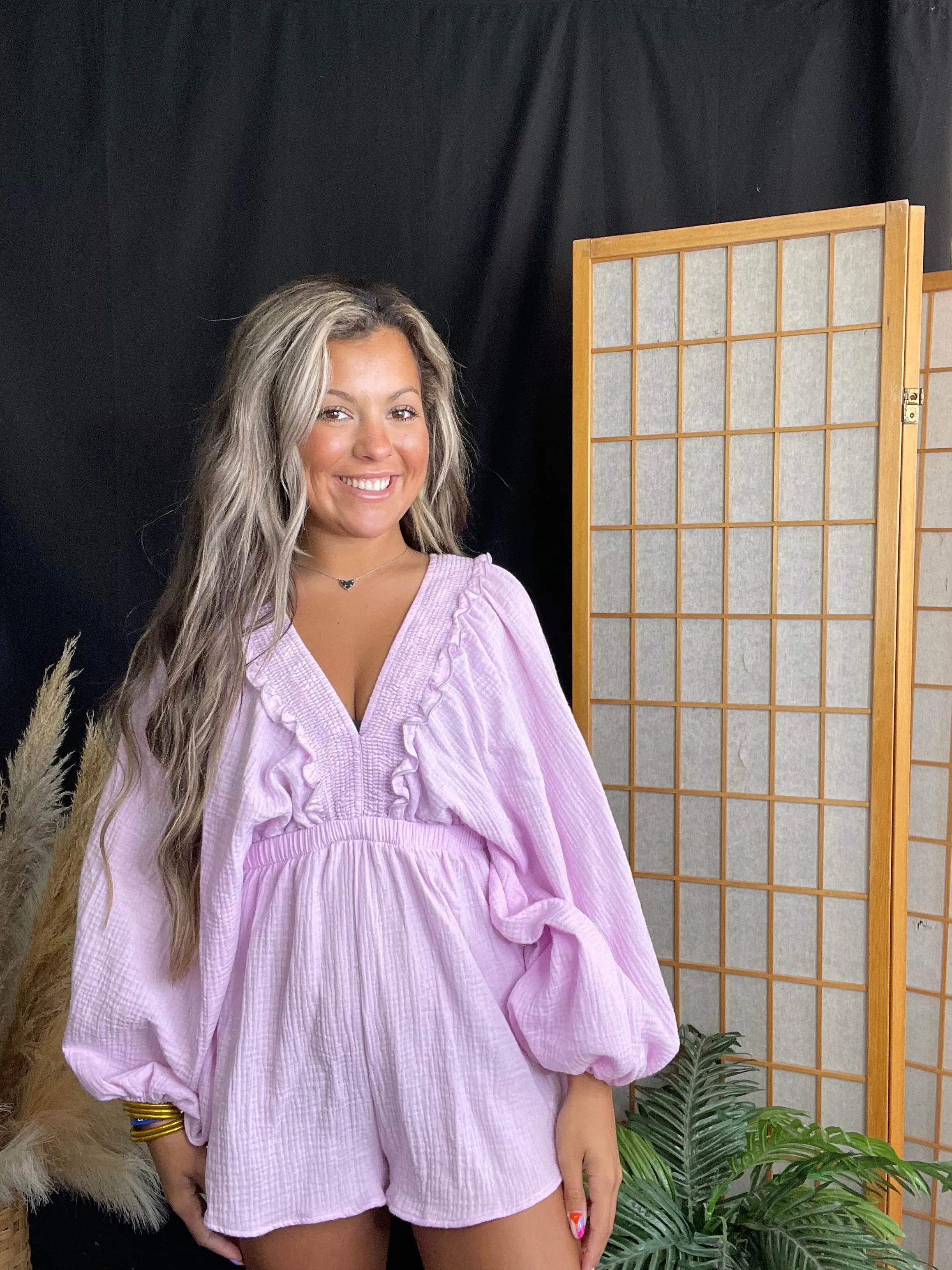 Lilac V-Neck Romper