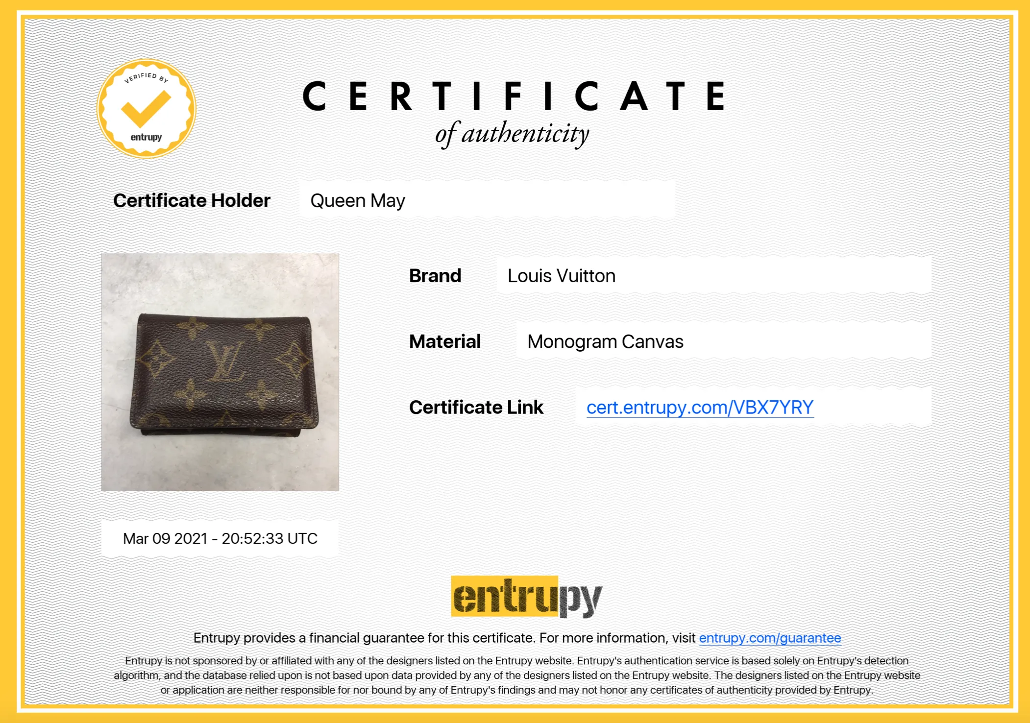 Louis Vuitton Monogram Coated Canvas Card Holder