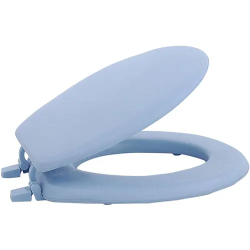 Lt Blue Soft Padded Toilet Seat Cushioned Standard Round Cover Premium Comfort