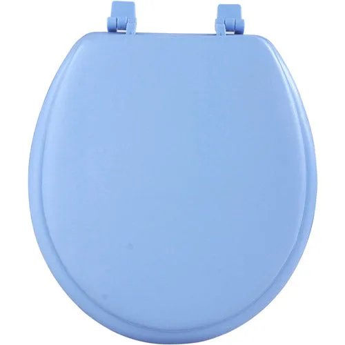 Lt Blue Soft Padded Toilet Seat Cushioned Standard Round Cover Premium Comfort