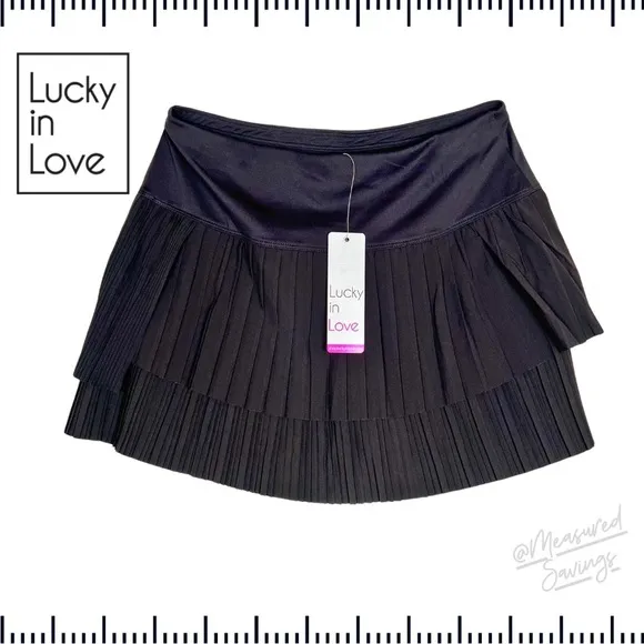 Lucky in Love - Size Large - Black Pleated Layered Tennis Skirt   Shorties - NWT