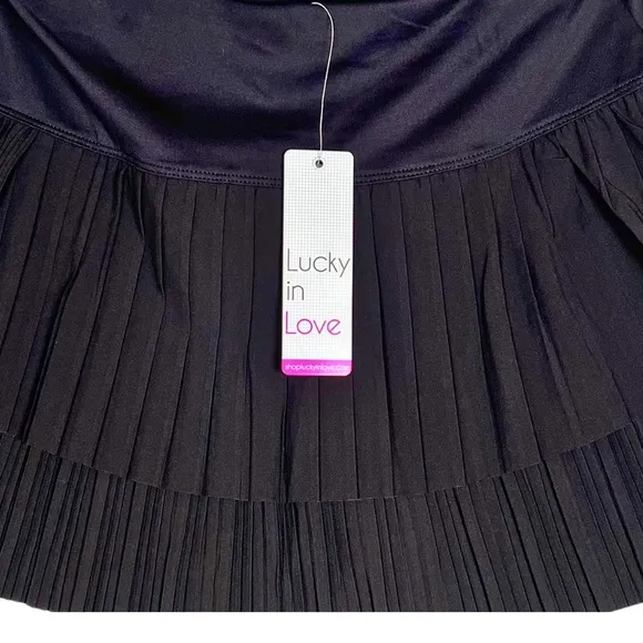 Lucky in Love - Size Large - Black Pleated Layered Tennis Skirt   Shorties - NWT
