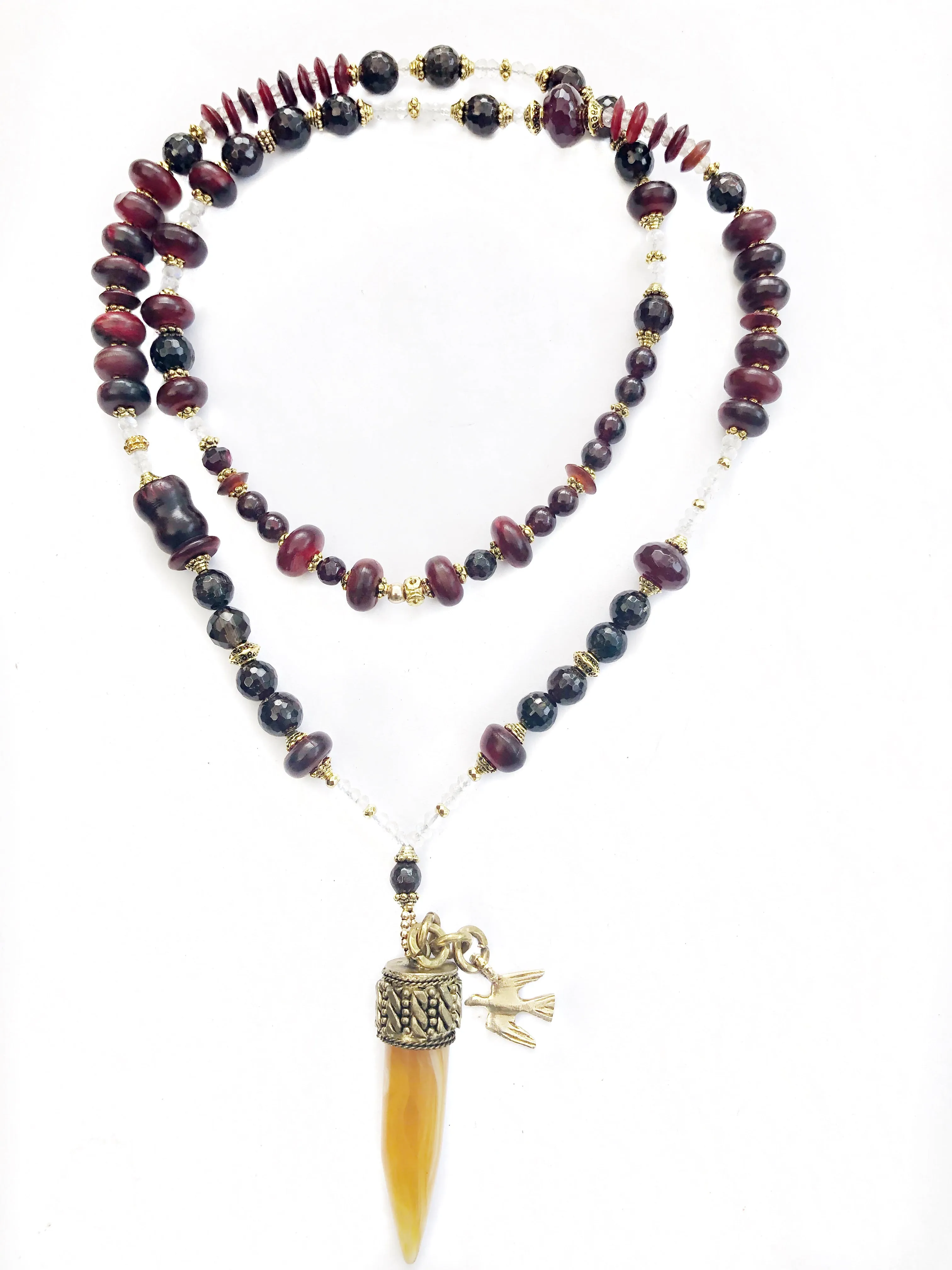 Luscious Garnet & Moonstone Statement Necklace