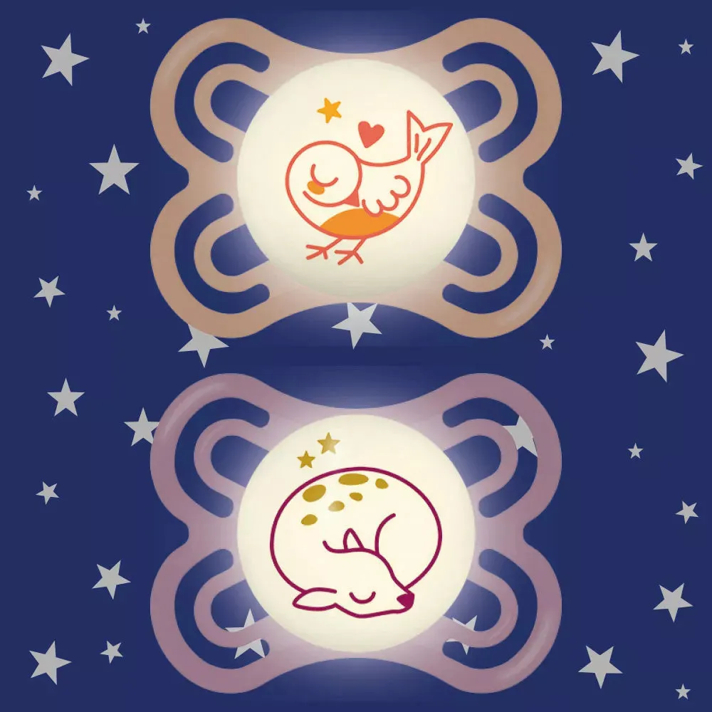 MAM Perfect Night Soother Pink 0 m 2Pk