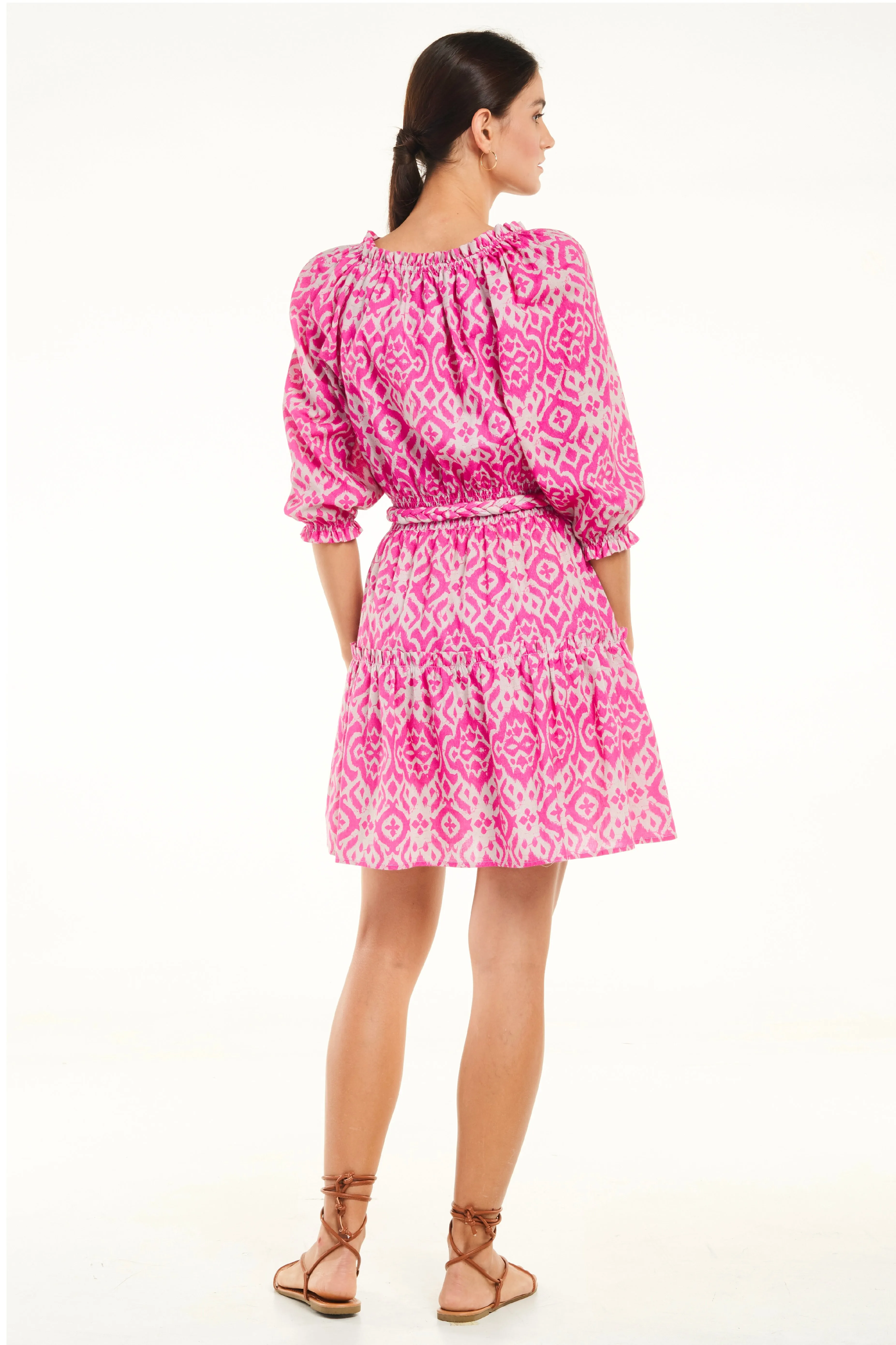 Marga Dress, Ikat Pink