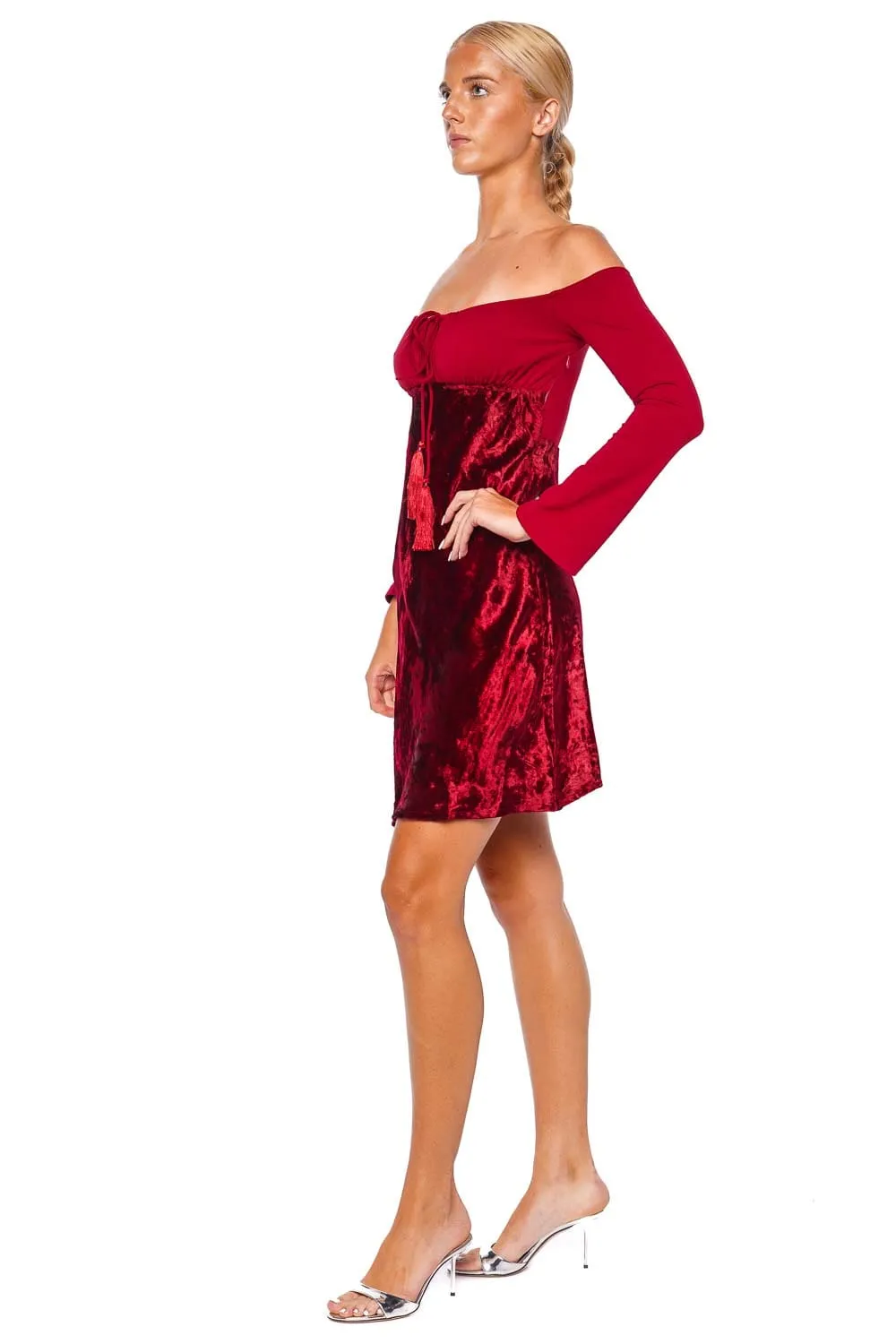 Margot Off Shoulder Velvet Mini Dress