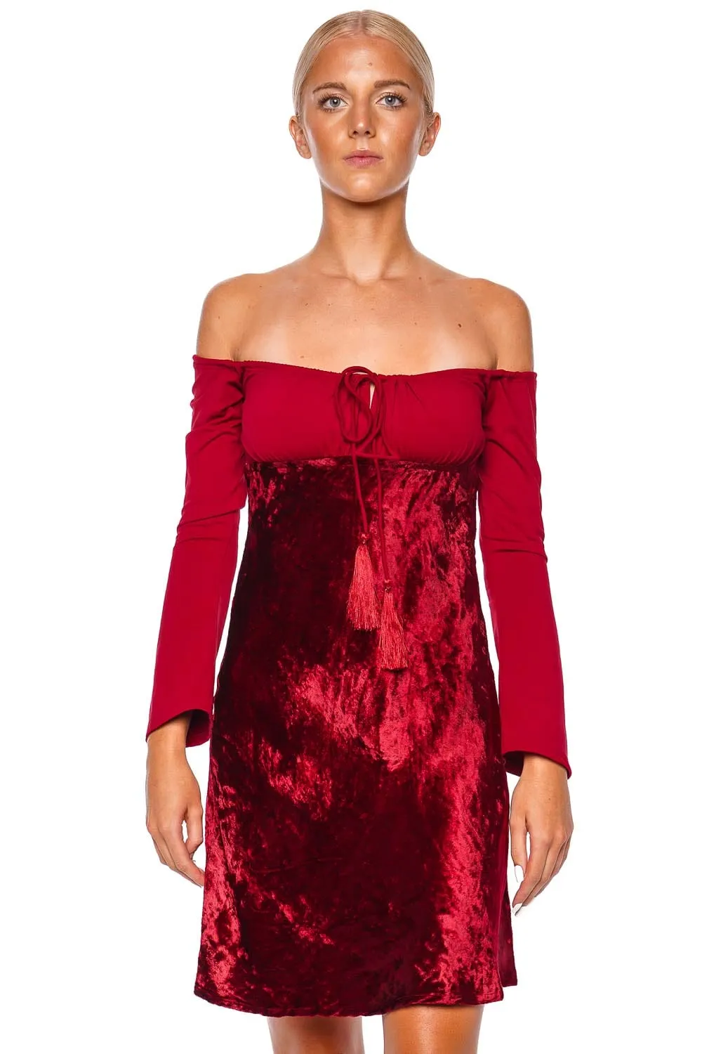 Margot Off Shoulder Velvet Mini Dress