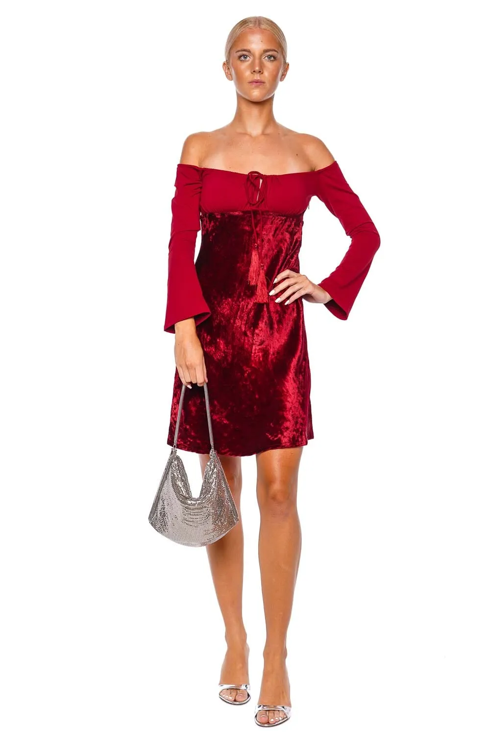 Margot Off Shoulder Velvet Mini Dress