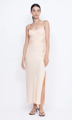 MARI LOU GATHERED MAXI DRESS - PEACH