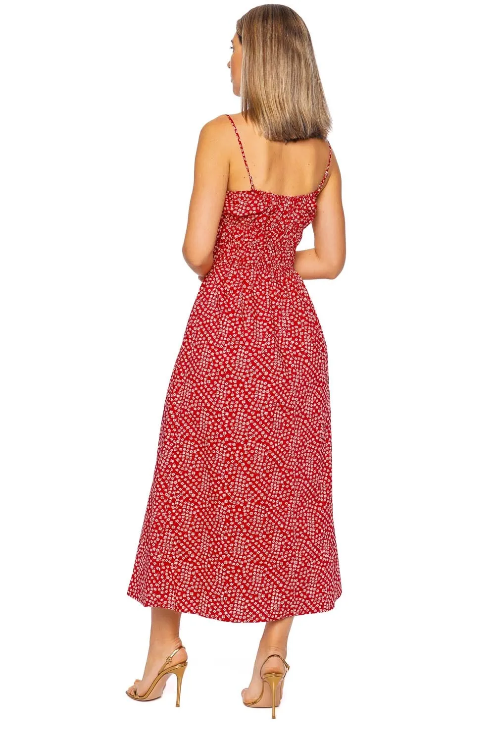 Marianne Allura Floral Gathered Midi Dress