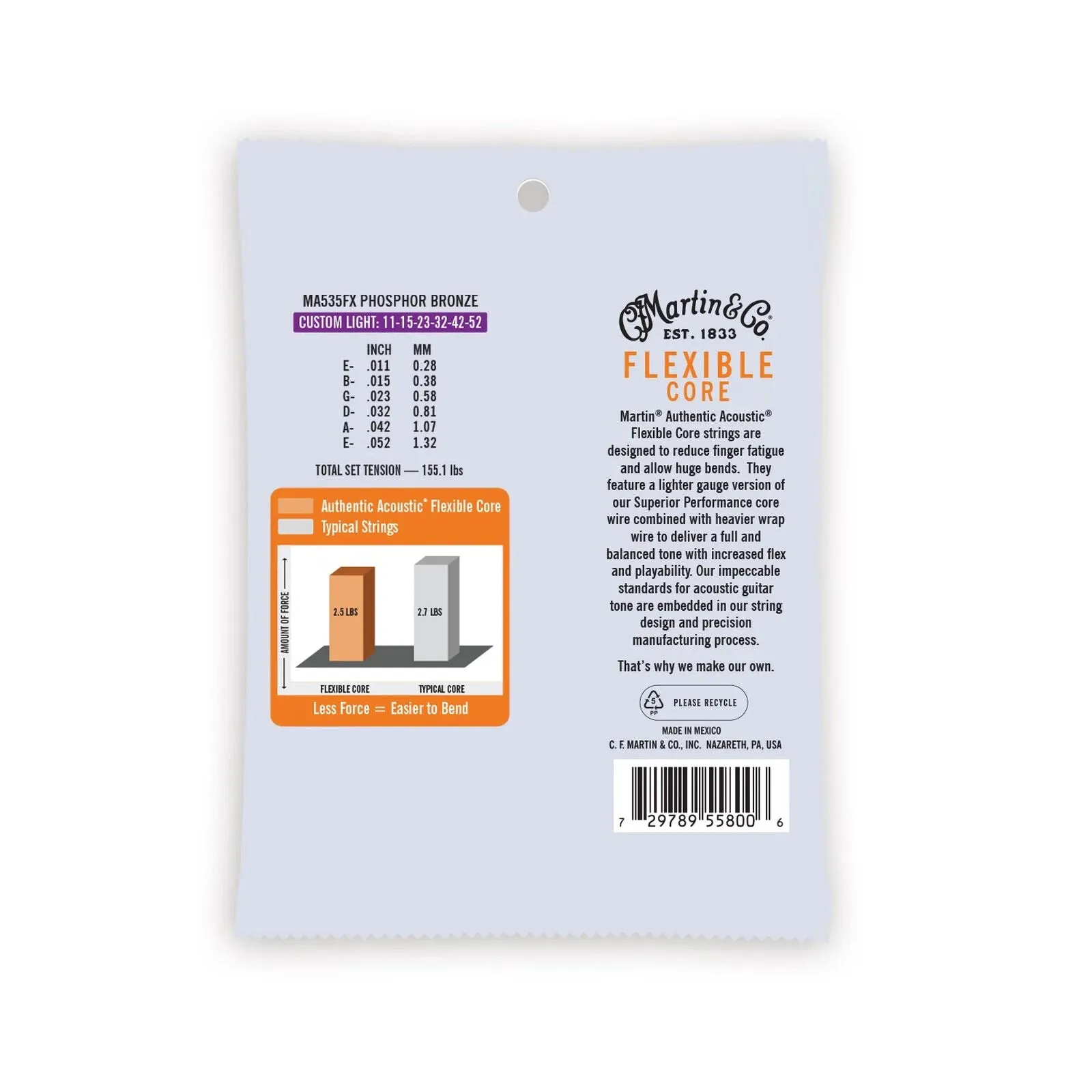 Martin Authentic Acoustic Flexible Core Phosphor Bronze Guitar Strings