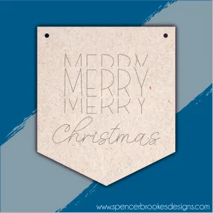 MDF Stacked Merry Christmas Pennant