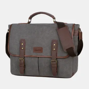 Men Wear-resistant Breathable Canvas Crossbody Bags Retro Rivet Reinforcement Multi-pocket Shoulder Bag Handbag Teacher Bag Work Bag