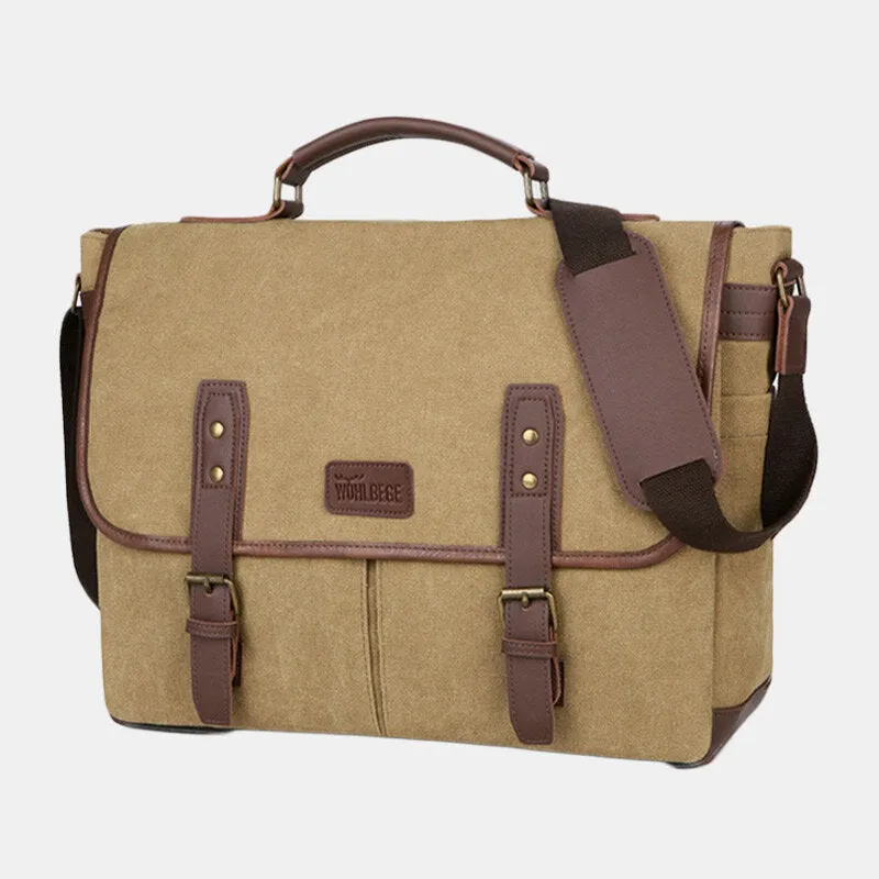 Men Wear-resistant Breathable Canvas Crossbody Bags Retro Rivet Reinforcement Multi-pocket Shoulder Bag Handbag Teacher Bag Work Bag