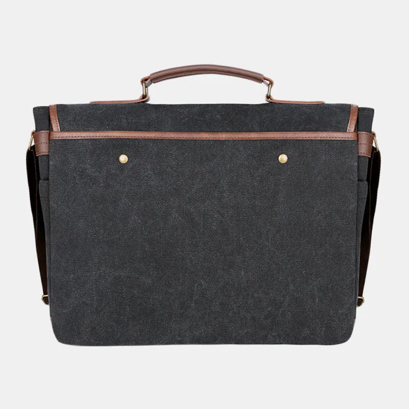 Men Wear-resistant Breathable Canvas Crossbody Bags Retro Rivet Reinforcement Multi-pocket Shoulder Bag Handbag Teacher Bag Work Bag