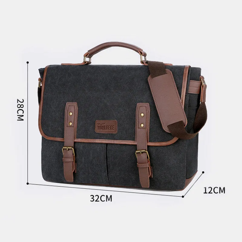 Men Wear-resistant Breathable Canvas Crossbody Bags Retro Rivet Reinforcement Multi-pocket Shoulder Bag Handbag Teacher Bag Work Bag
