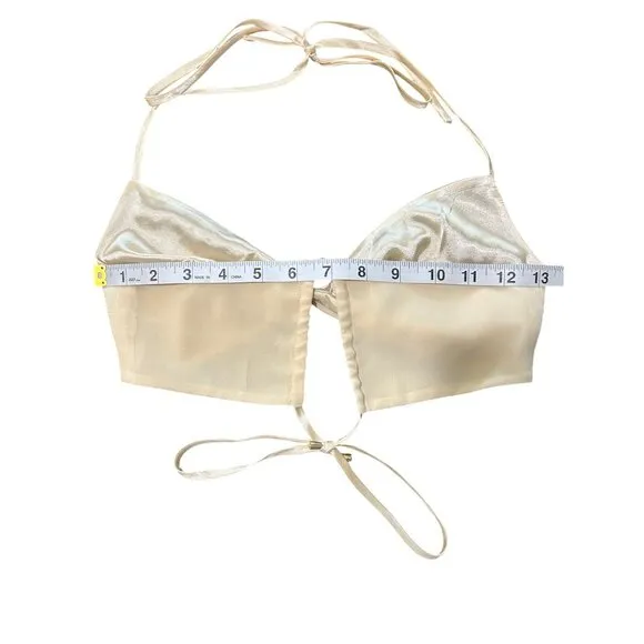 Meshki Womens Ruffled Skirt &amp; Bikini Top Set  Cream Color Size XXS