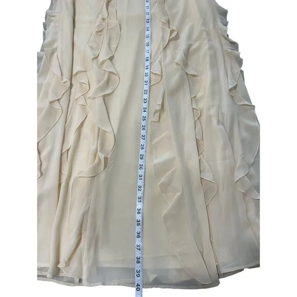 Meshki Womens Ruffled Skirt &amp; Bikini Top Set  Cream Color Size XXS