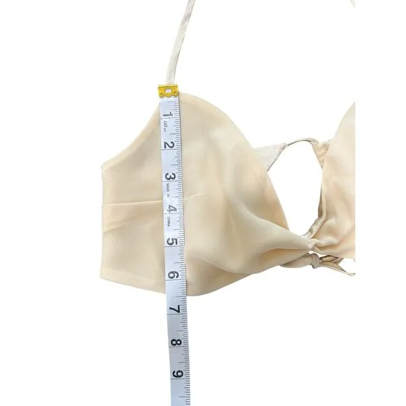 Meshki Womens Ruffled Skirt &amp; Bikini Top Set  Cream Color Size XXS