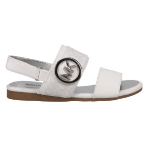 Michael Kors Kids Girl's Sydney Kenzie White & Silver Sandal