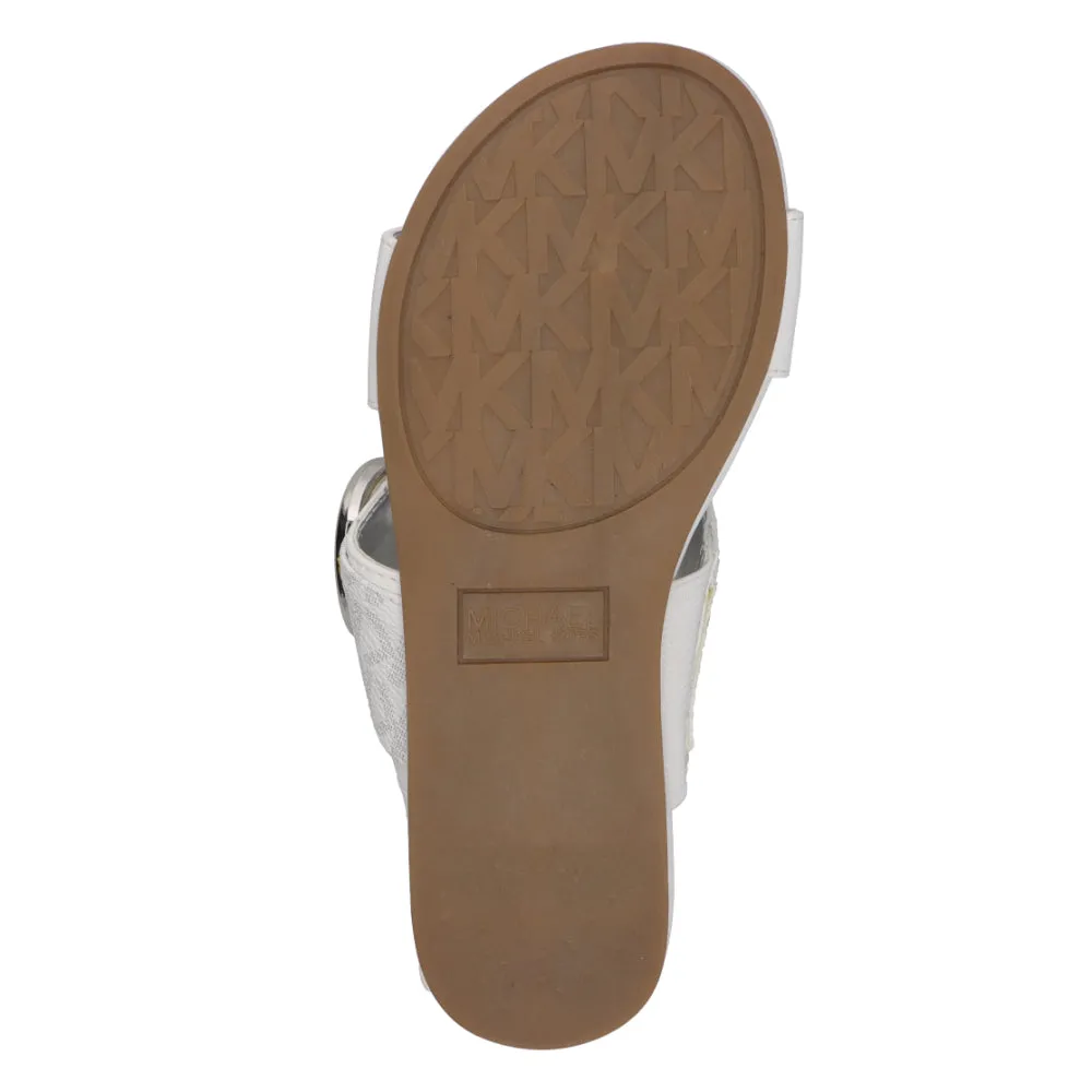 Michael Kors Kids Girl's Sydney Kenzie White & Silver Sandal