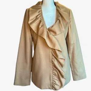 Milly Wool Blend Tan Ruffled Jacket Sz‎ 6