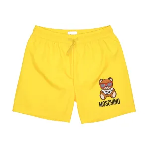 Moschino Kids Logo Print Yellow Swim Shorts