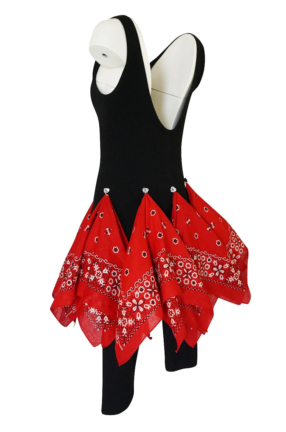 Museum Exhibited 1989 Patrick Kelly Bandana Skirted Stretch Jumpsuit