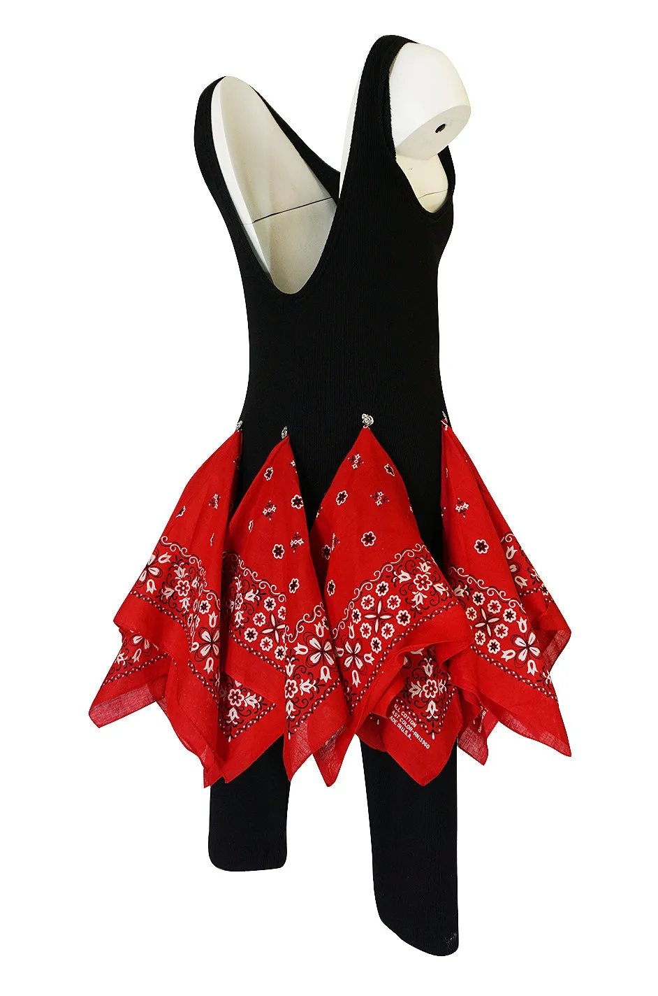 Museum Exhibited 1989 Patrick Kelly Bandana Skirted Stretch Jumpsuit