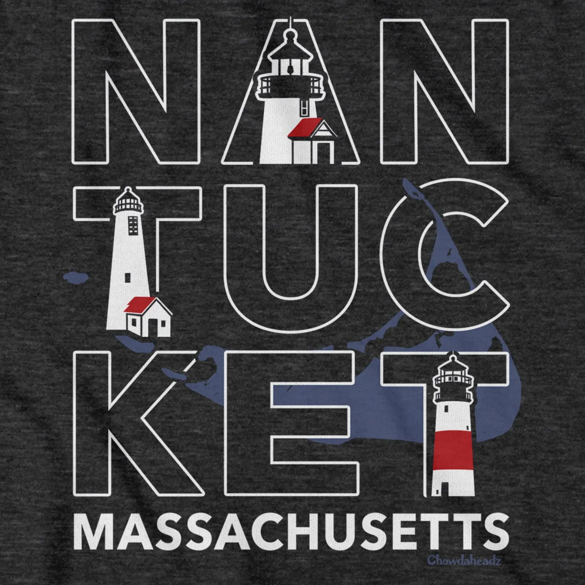 Nantucket MA Stacked Hoodie