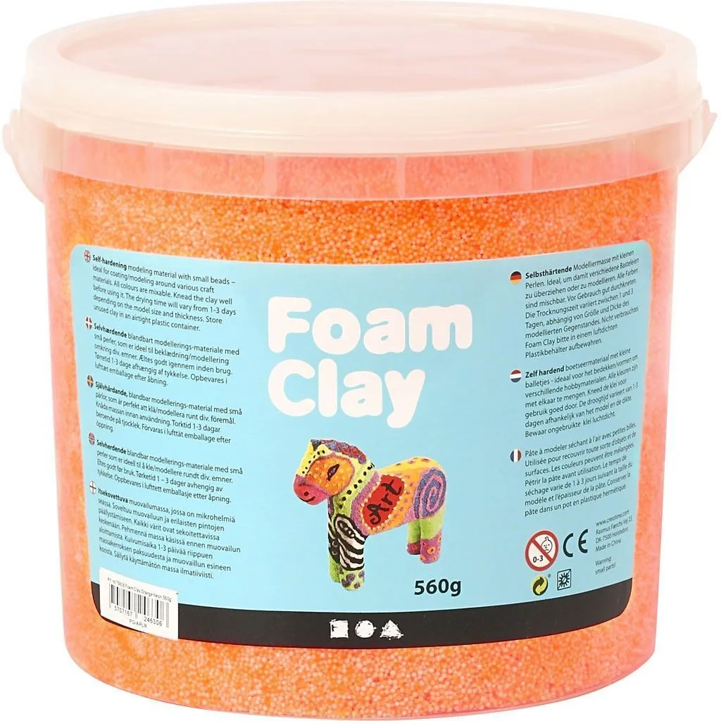 Neon Orange Colour Modelling Material Small Beads With Plastic Bucket 560 g