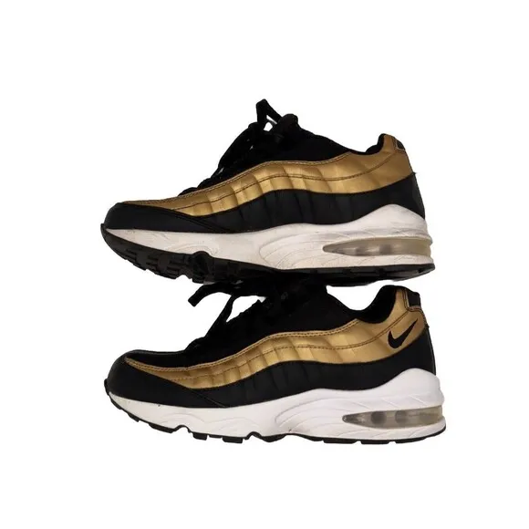 Nike Air Max 95 Black &amp; Gold 905348-032 YOUTH Size 6y