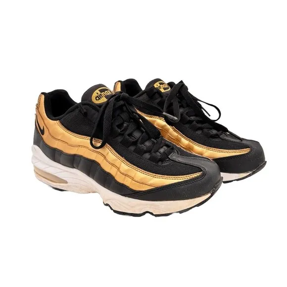 Nike Air Max 95 Black &amp; Gold 905348-032 YOUTH Size 6y