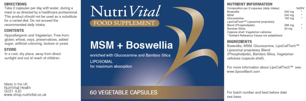 Nutrivital MSM   Boswellia Liposomal 60's