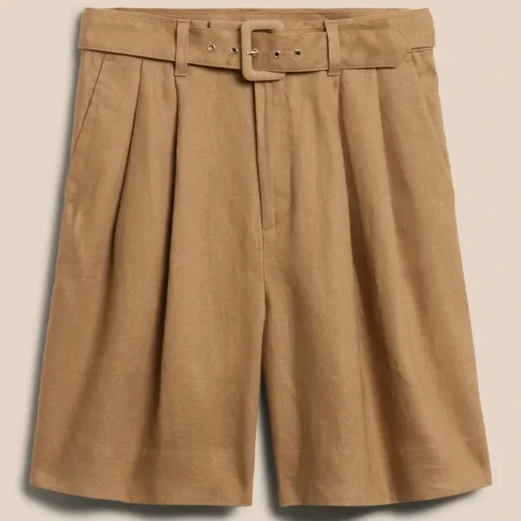 NWOT! Banana Republic Lino Linen Bermuda Short With Navy Stripe - Multiple