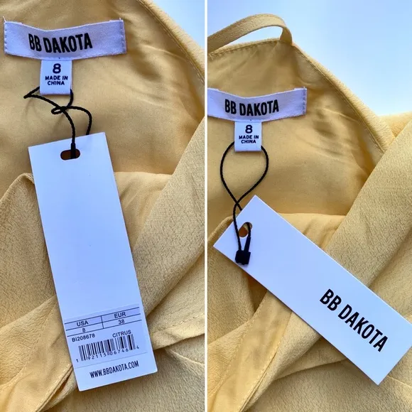 NWT BB Dakota Kaless Ruffled Yellow Mini Dress